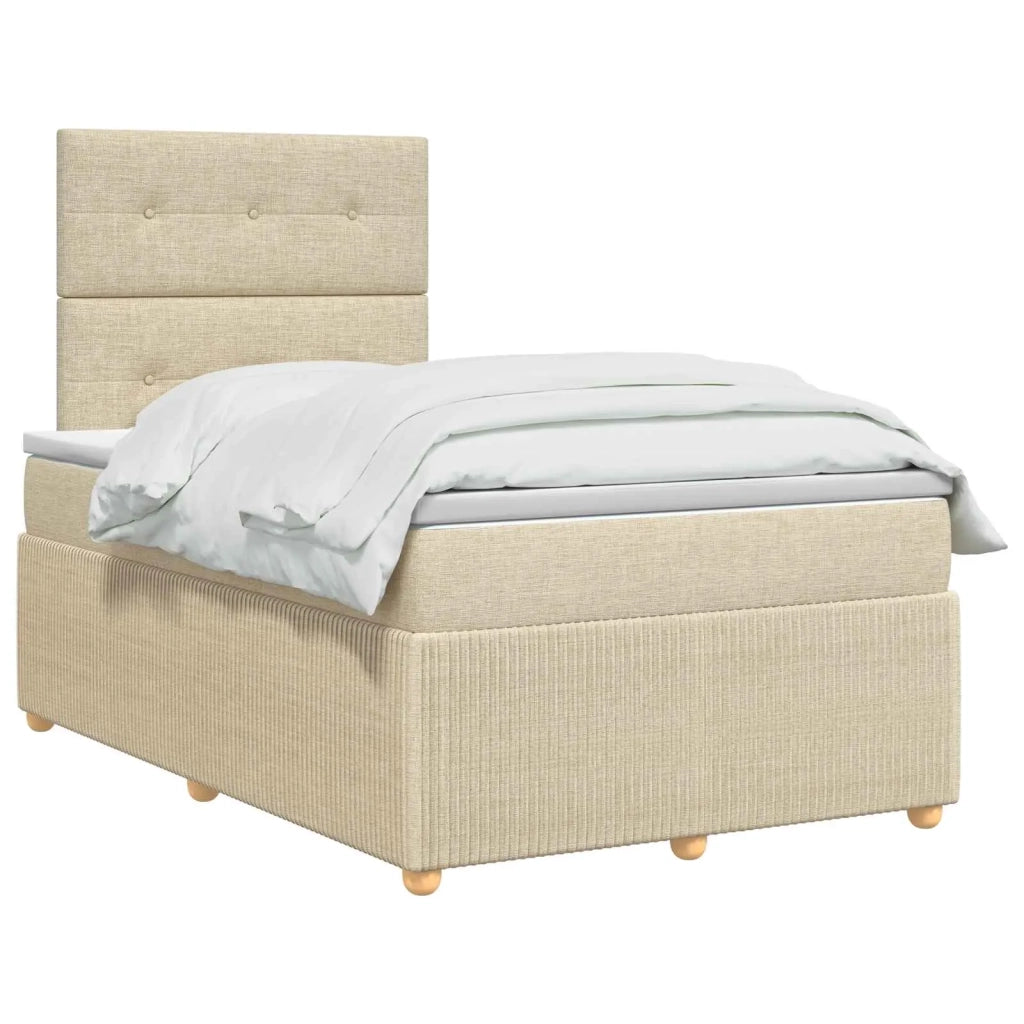 Letto box spring con materasso Crema 120 x 190 cm Tessuto 3454352