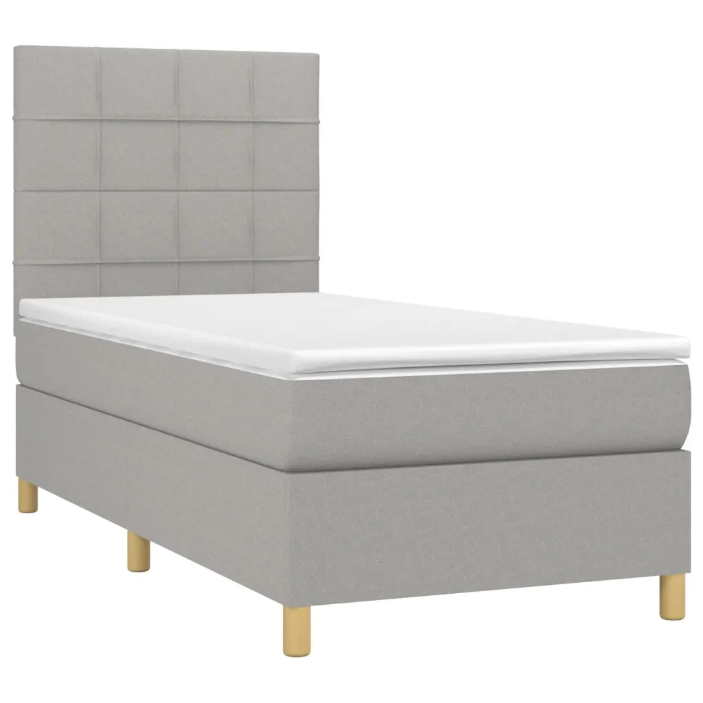 Letto a Molle Materasso e LED Grigio Chiaro 80x200 cm Tessuto 3135389