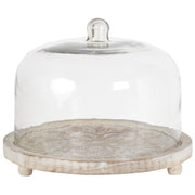 Alzata per torte con coperchio in legno di mango chiaro 29 x 29 x 23 cm Vassoio decorativo per torte Cupola portapasticceria