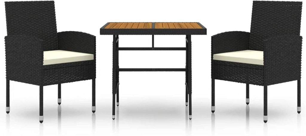 Set da pranzo da giardino 3 pezzi, tavolo e sedie terrazza, set tavolo e sedie da giardino, mobili da giardino, set di mobili da giardino, rattan sintetico nero