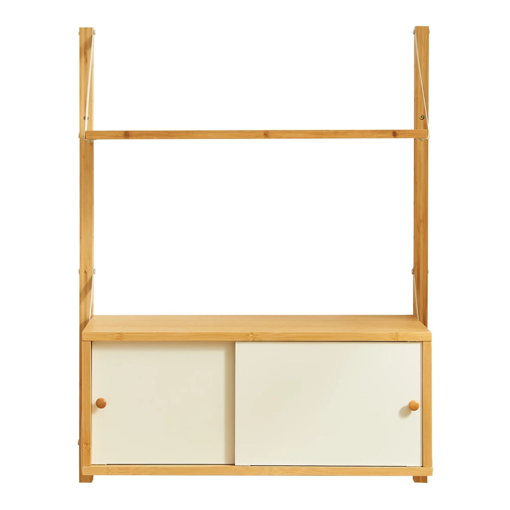 Scaffale dal design senza tempo per soggiorno/camera da letto mobiletto portaoggetti da parete 85 x 65 x 34 cm bambù naturale 03_0011297