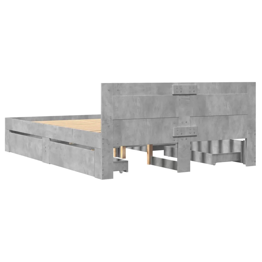 Giroletto Testiera-Struttura Letto Grigio Cemento 140x200 cm Legno Multistrato 221358