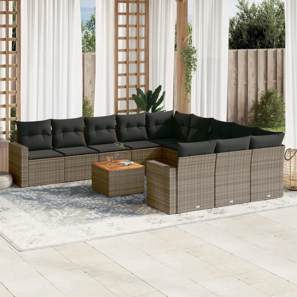 Set Divani da Giardino 12 pz con Cuscini Grigio in Polyrattan 3256683