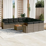Set Divani da Giardino 12 pz con Cuscini Grigio in Polyrattan 3256683
