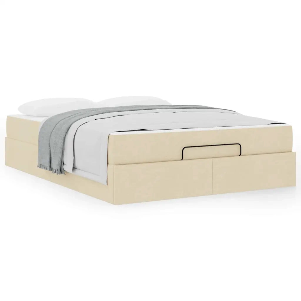 vidaXL Struttura del letto con materasso Crema 140 x 190 cm Tessuto