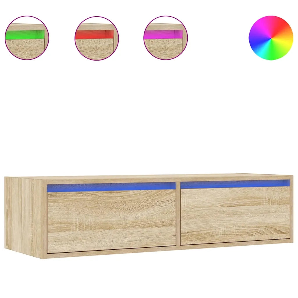 vidaXL Mobile Porta TV con Luci LED Rovere Sonoma 100X35,5x25 cm