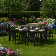 Salottino Outdoor Masiba, set Salotto da Esterno 8 Posti Made in Italy, Nero Antracite
