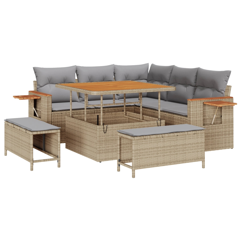 Set di divani da giardino vitaXL 8 pezzi con cuscini Beige