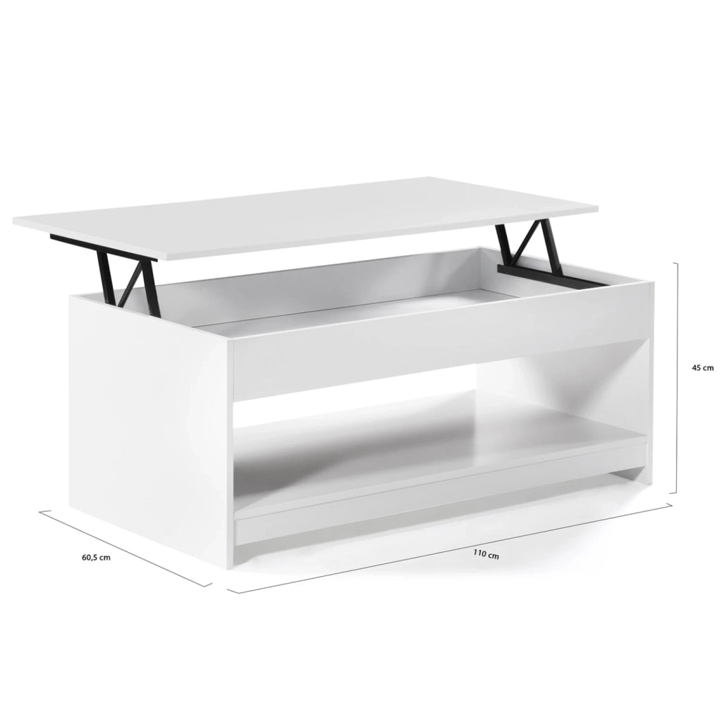 IDMarket - Tavolino con piano sollevabile in legno SOA bianco