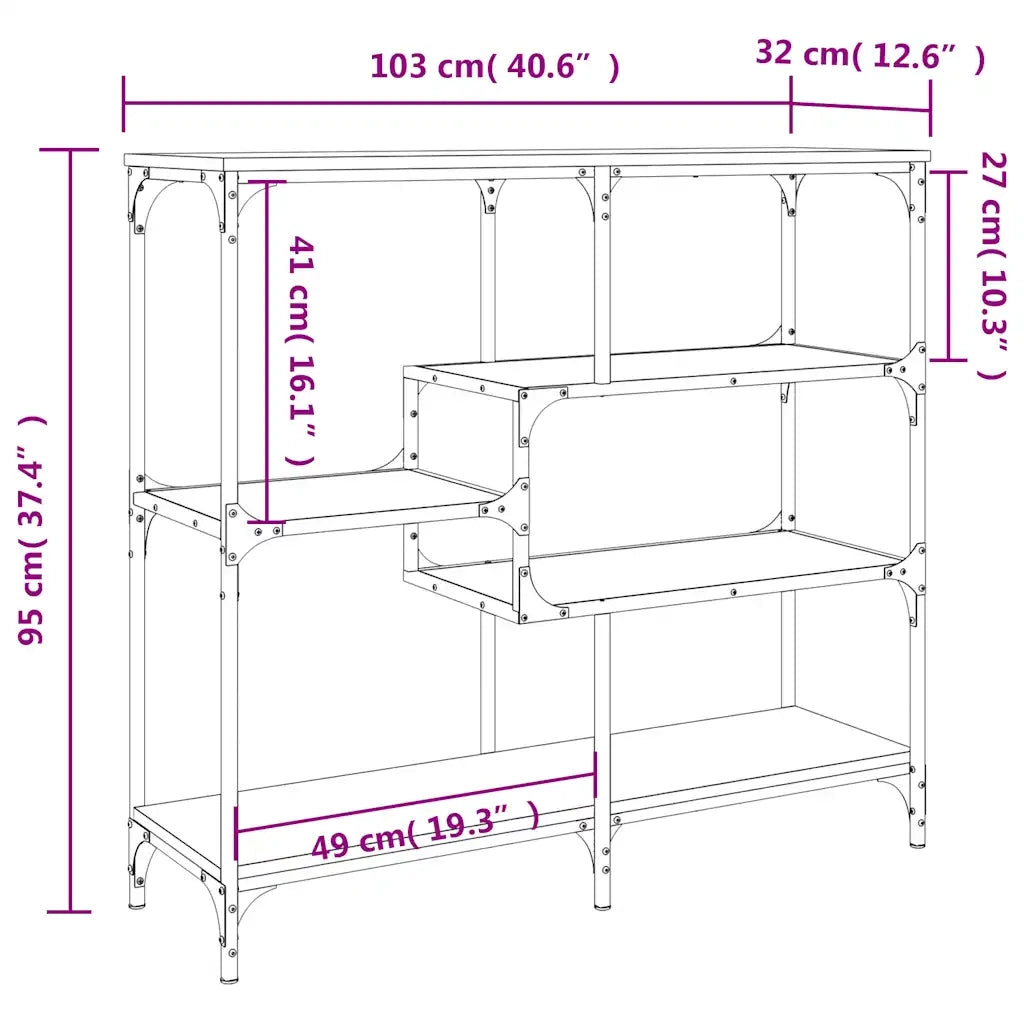 Tavolino Consolle | Tavolo d'Ingresso Rovere Marrone 103x32x95 cm Legno Multistrato
