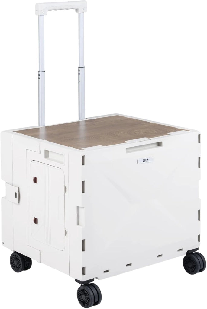 Carrello Spesa con 4 Ruote, 75 L, Carrellino Pieghevole con Manico Telescopico e Regolabile e Coperchio, Trolley Portatutto per Shopping, Campeggio, Picnic e Attrezzi