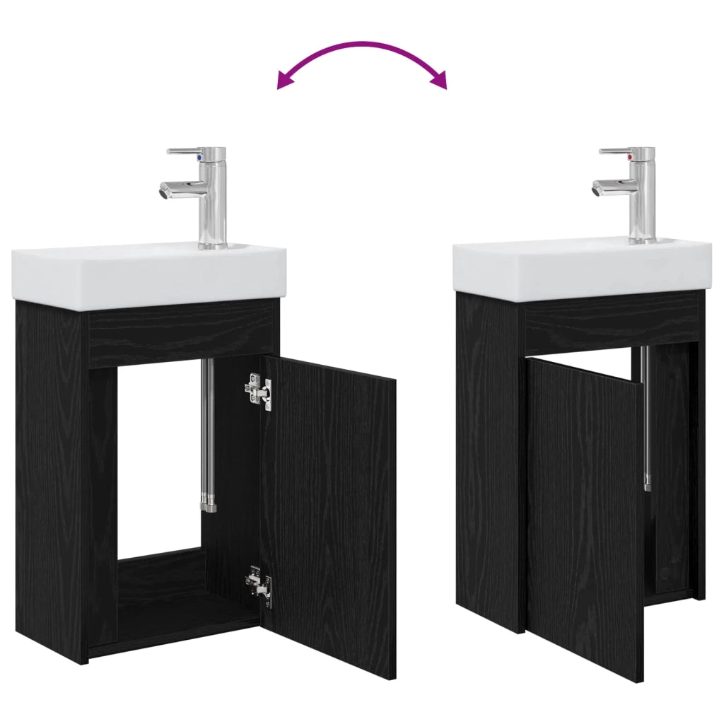 Mobile bagno con rubinetto Rovere Nero 40,5 x 22,5 x 62 cm