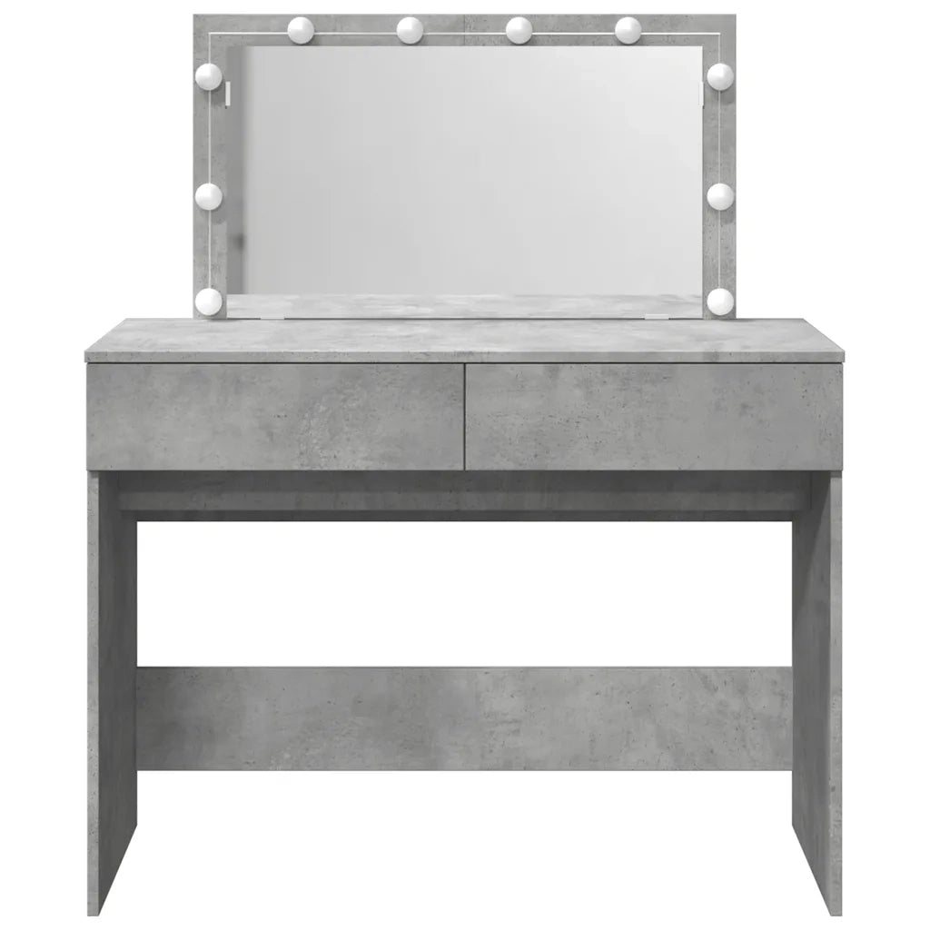 Toeletta | Tavolo da Trucco con LED Grigio Cemento 100x40x120 cm
