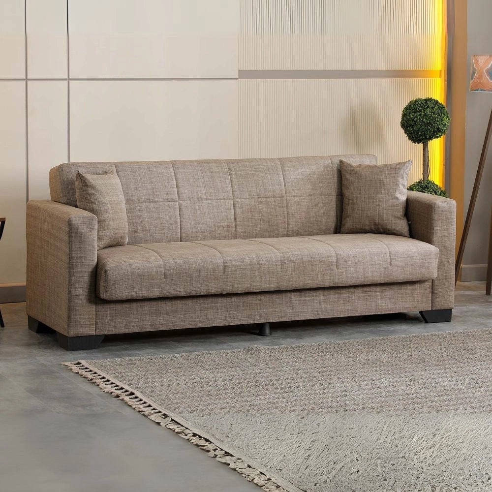 Divano letto Moon con contenitore colore Camel 213x81x83H