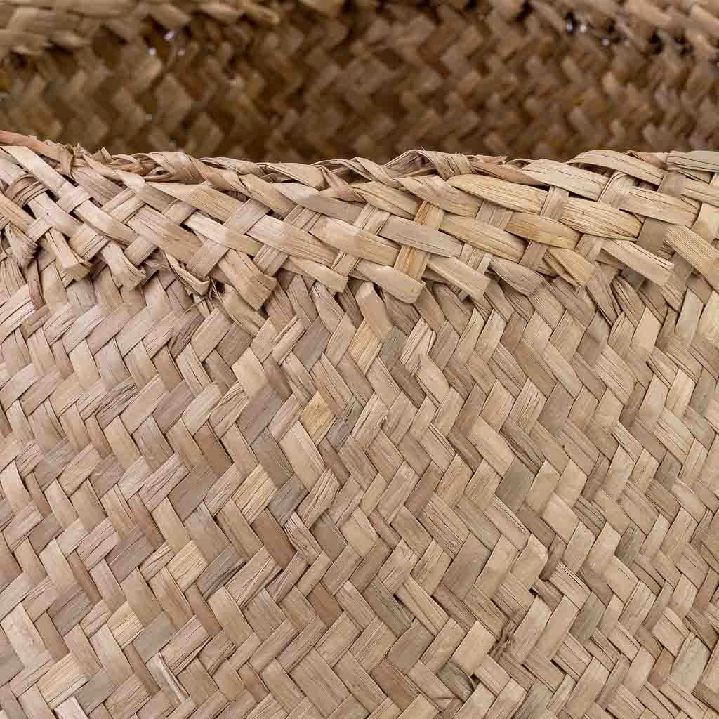 Cestino giallo naturale con manici, D35x30/46h cm