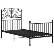Letto singolo | Letto per adulti | Giroletto Nero in Metallo 100x200 cm
