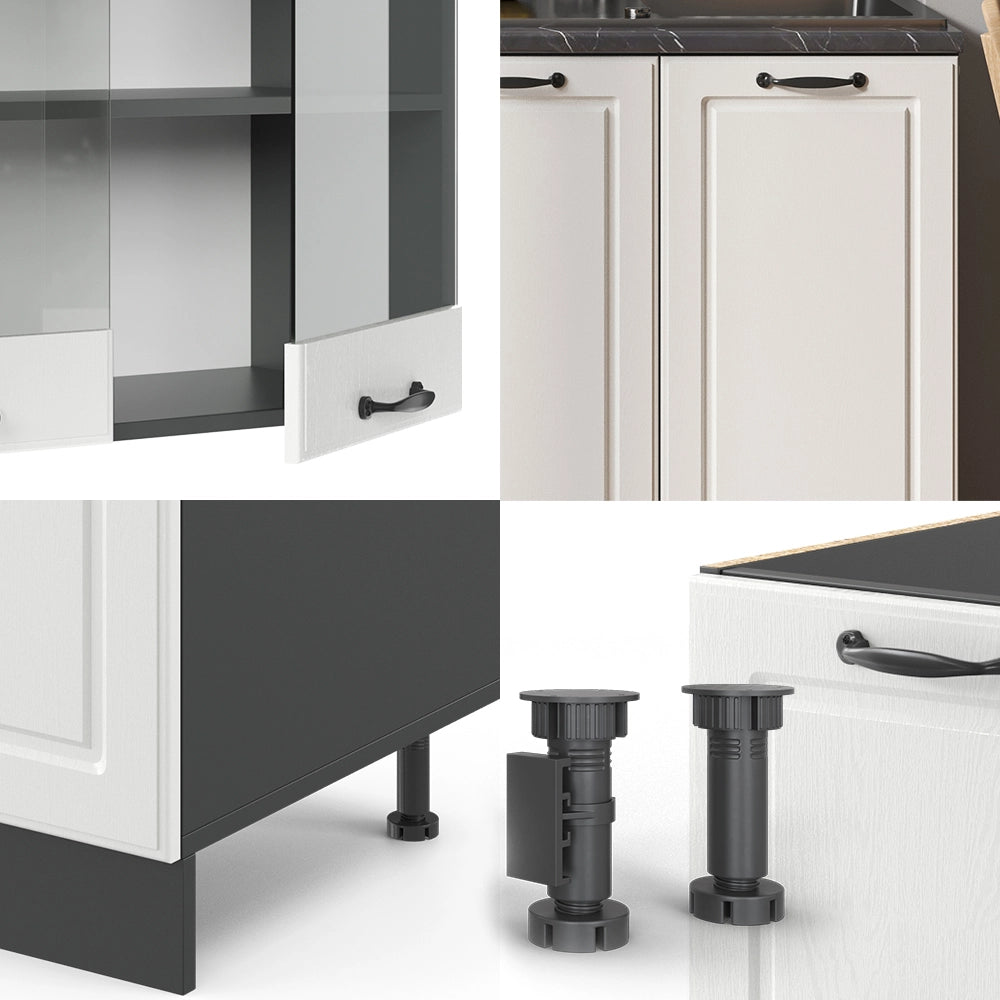 Vicco Cucina monoblocco Bianco casa di campagna/antracite 140 cm , PL Rovere