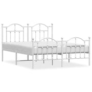 Letto matrimoniale | Letto per adulti | Giroletto con Testiera e Pediera Metallo Bianco 135x190 cm