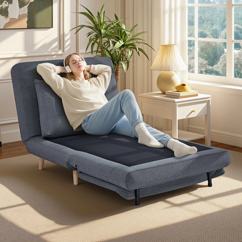 POLTRONA LETTO 3 IN 1 95 cm Grigia in Poliestere con schienale reclinabile