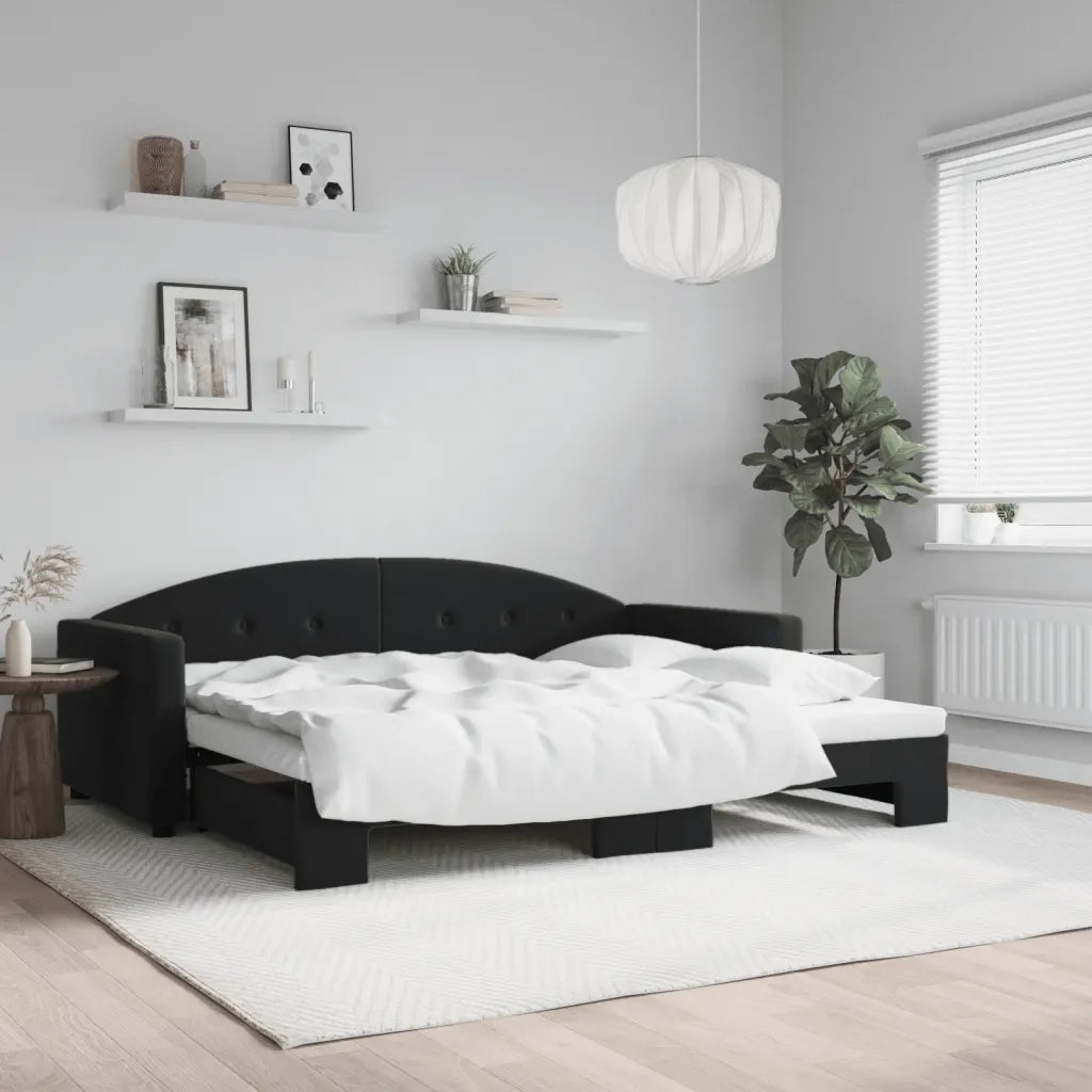 Divano Letto con Letto Estraibile-Sofa Letto-Daybed Nero 90x200 cm in Velluto 759201