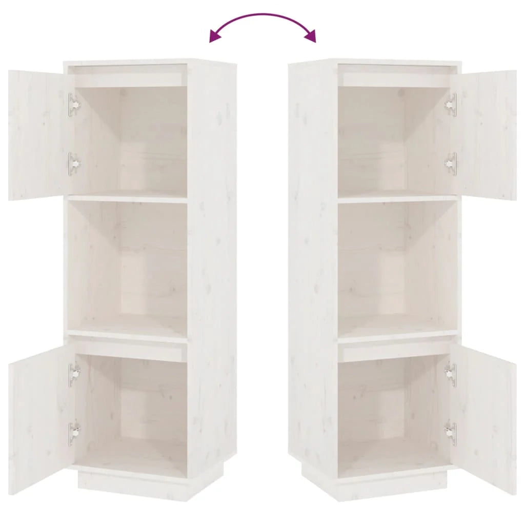 Buffet credenza cassettiera armadio mobile contenitore organizer cucina soggiorno salotto alto 38 x 35 x 117 cm legno massello di pino bianco 02_0032442