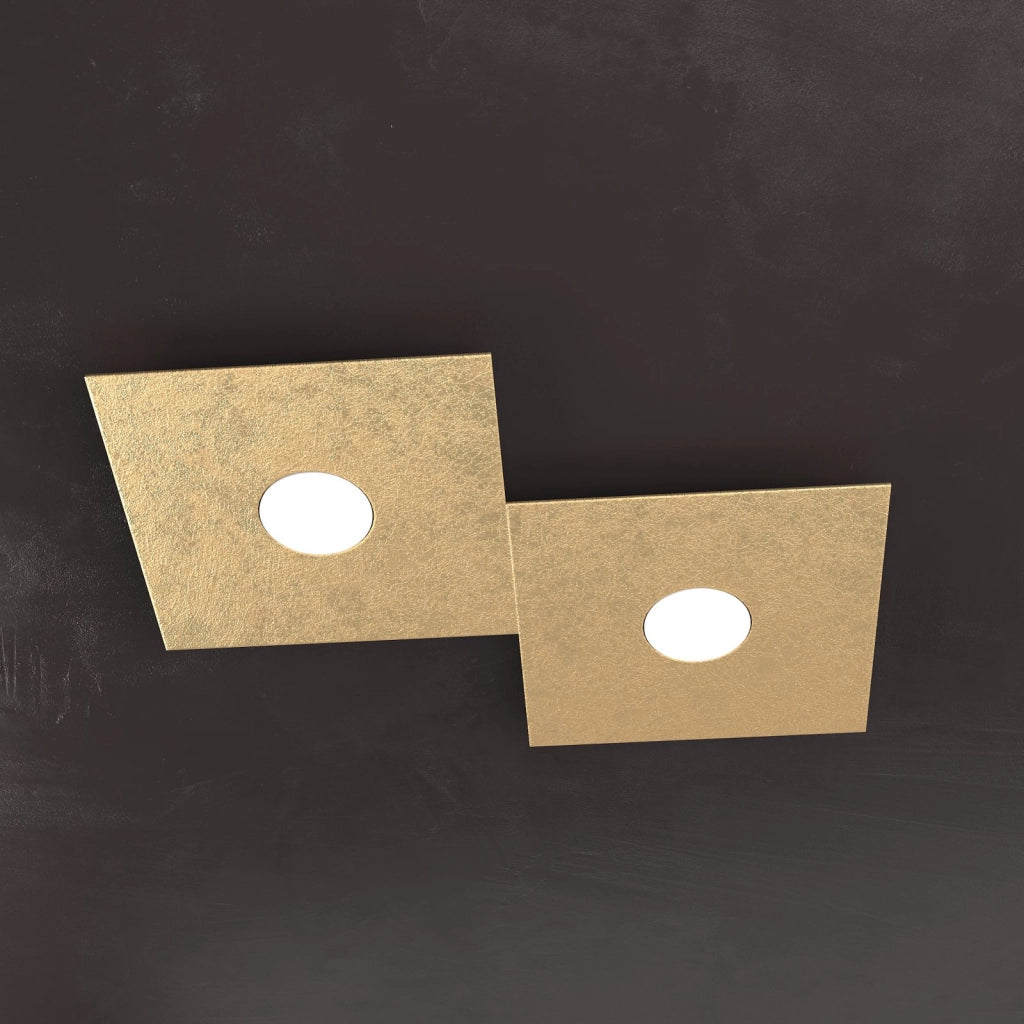 ECCENTRIC APPLIQUE-PLAFONIERA 2 LUCI FOGLIA ORO 1156-2L-FO