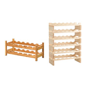 Scaffale di bamb¨´ per vini con 2 livelli e porta bottiglie di vino, Porta bottiglie per cucina e scaffale bottiglie di vino di legno-Portabottiglie