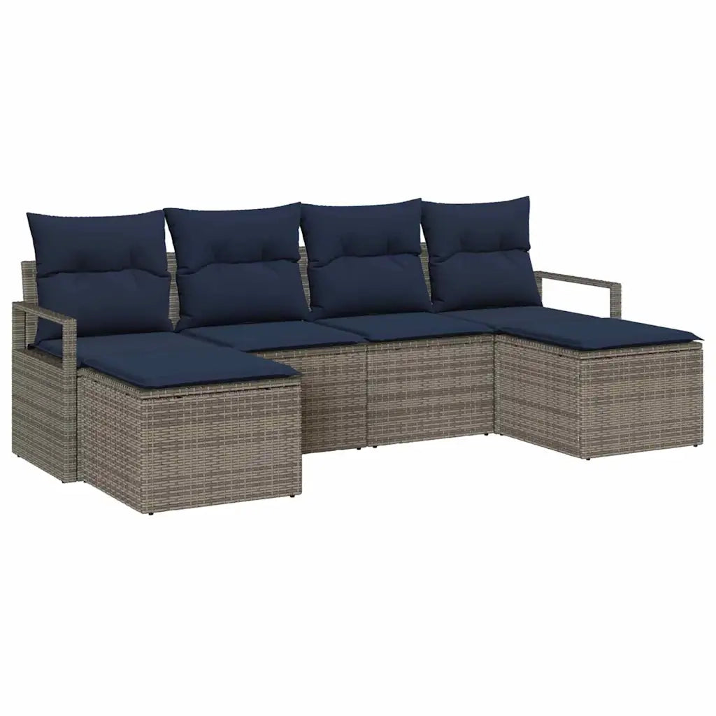 Set di divani 6 pcs Grigio polyrattan