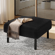 OKWISH Poggiapiedi in Velluto a Coste, Seduta Imbottita Versatile come Sgabello Ausiliario, Struttura in Metallo, Nero
