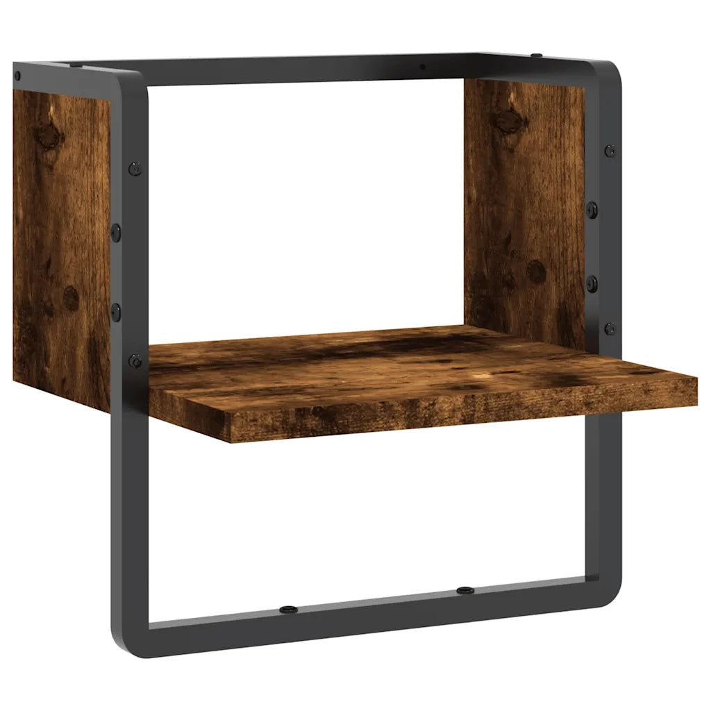 Mensola a Parete con Asta Rovere Fumo 30x25x30 cmcod mxl 131640