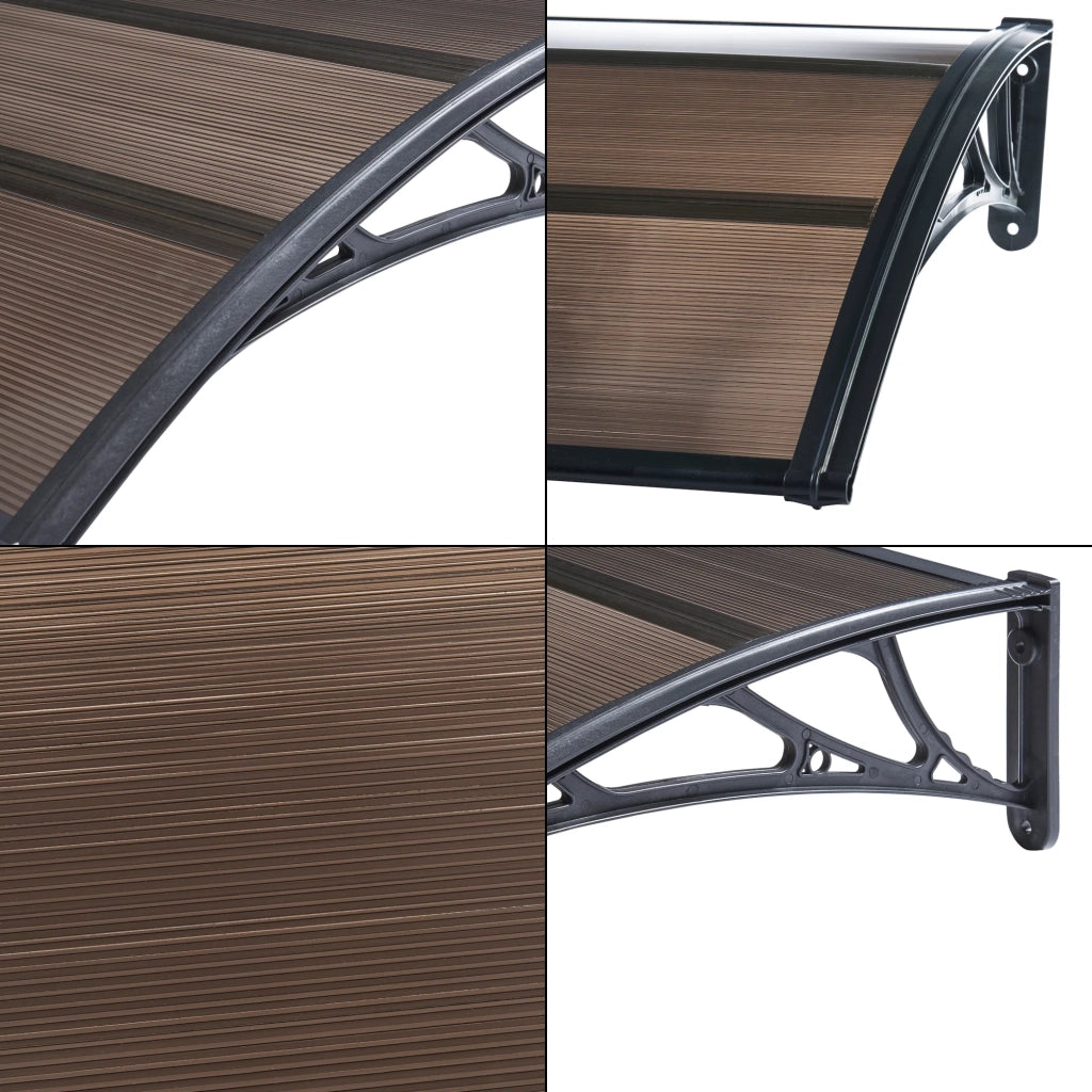 Pensilina di design per porta d'ingresso pensilina di benvenuto resistente alle intemperie 100 x 100 cm nero/marrone 03_0006379