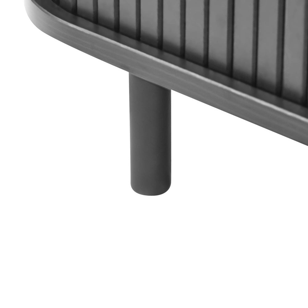 Credenza retrò ad ante scorrevoli MDF Gambe in metallo Legno scuro camera da letto soggiorno