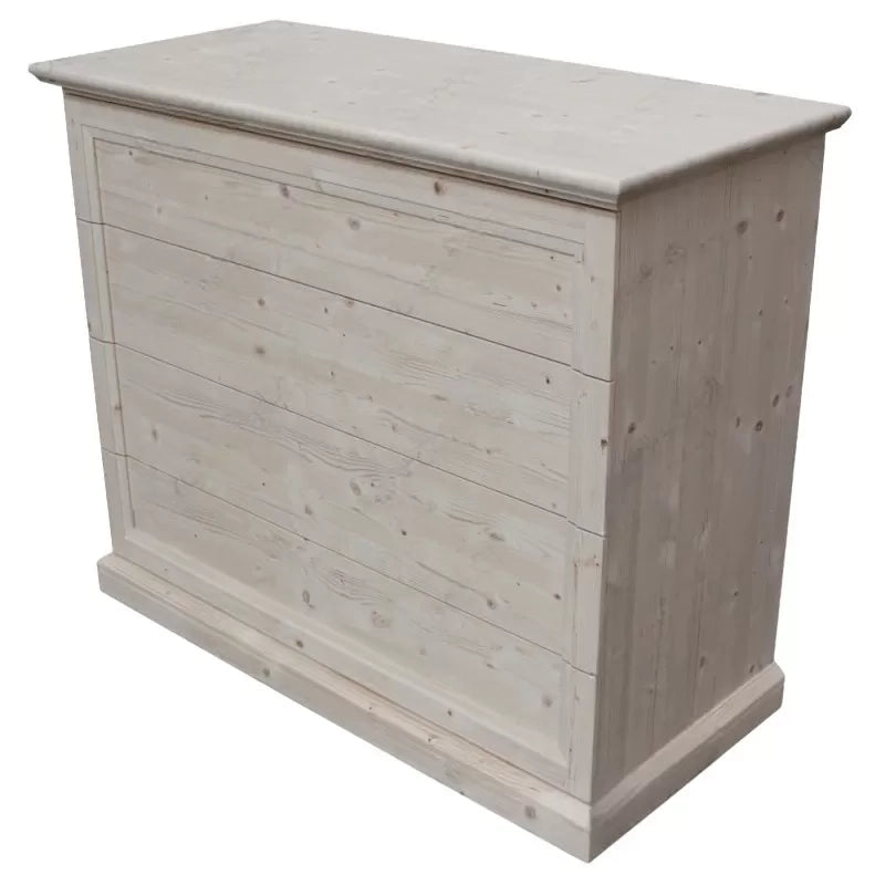 cassettiera classica 4 cassetti legno massello abete grezzo 116x53x98 (3358) - Mobili 2G