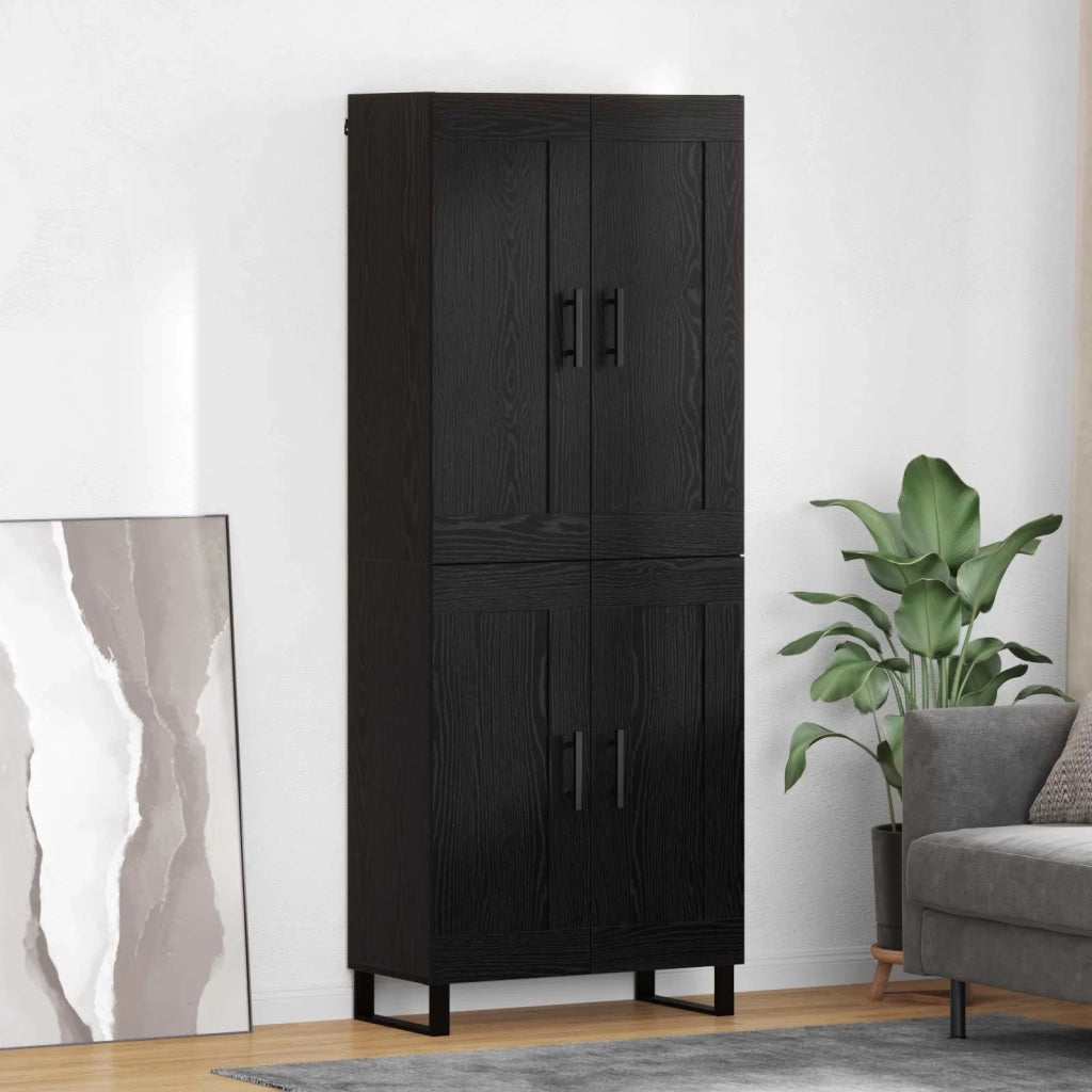 Credenza-Buffet-Armadio da cucina Rovere Nero 69,5 x 34 x 180 cm Legno multistrato 173967
