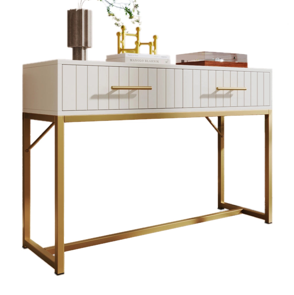 Tavolo da toeletta bianco con 2 cassetti, 100 x 45 x 75 cm