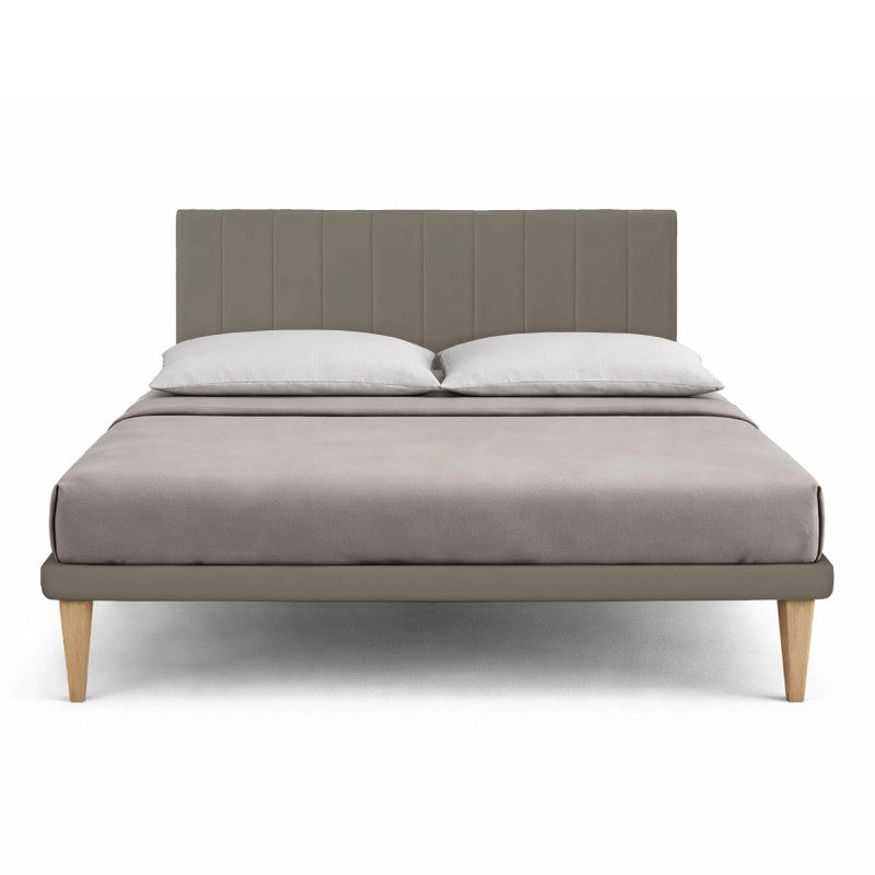 Letto imbottito Letto Matrimoniale alla Francese 140x200 cm Vertical - Similpelle,Cappuccino,Con rete
