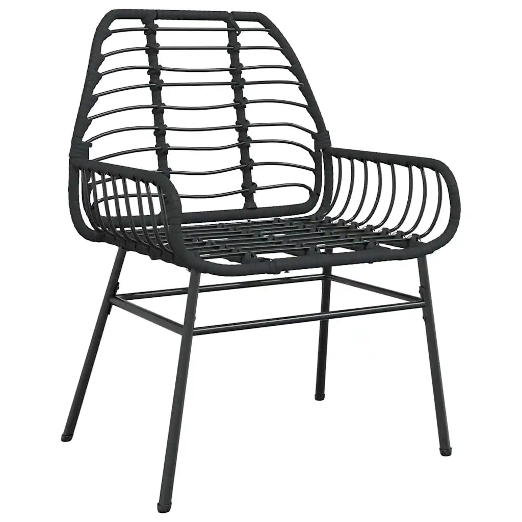 Set da Pranzo per Giardino 3 pcs Nero polyrattan 3380841