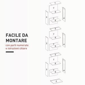 Libreria Scaffale Porta CD 33x24x140 cm con 6 Ripiani Regolabili Capacità di 260 CD/120 DVD Bianco