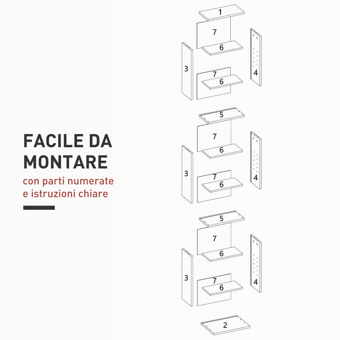 Libreria Scaffale Porta CD 33x24x140 cm con 6 Ripiani Regolabili Capacità di 260 CD/120 DVD Bianco