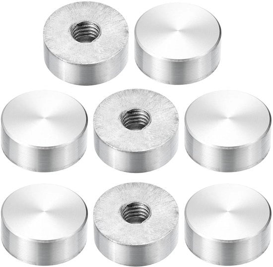 Alti Aluminium schijven con avvito M8, 20 mm di diametro, 8 pezzi - forma rotonda - adattatore per vetrino per tavolo in vetro