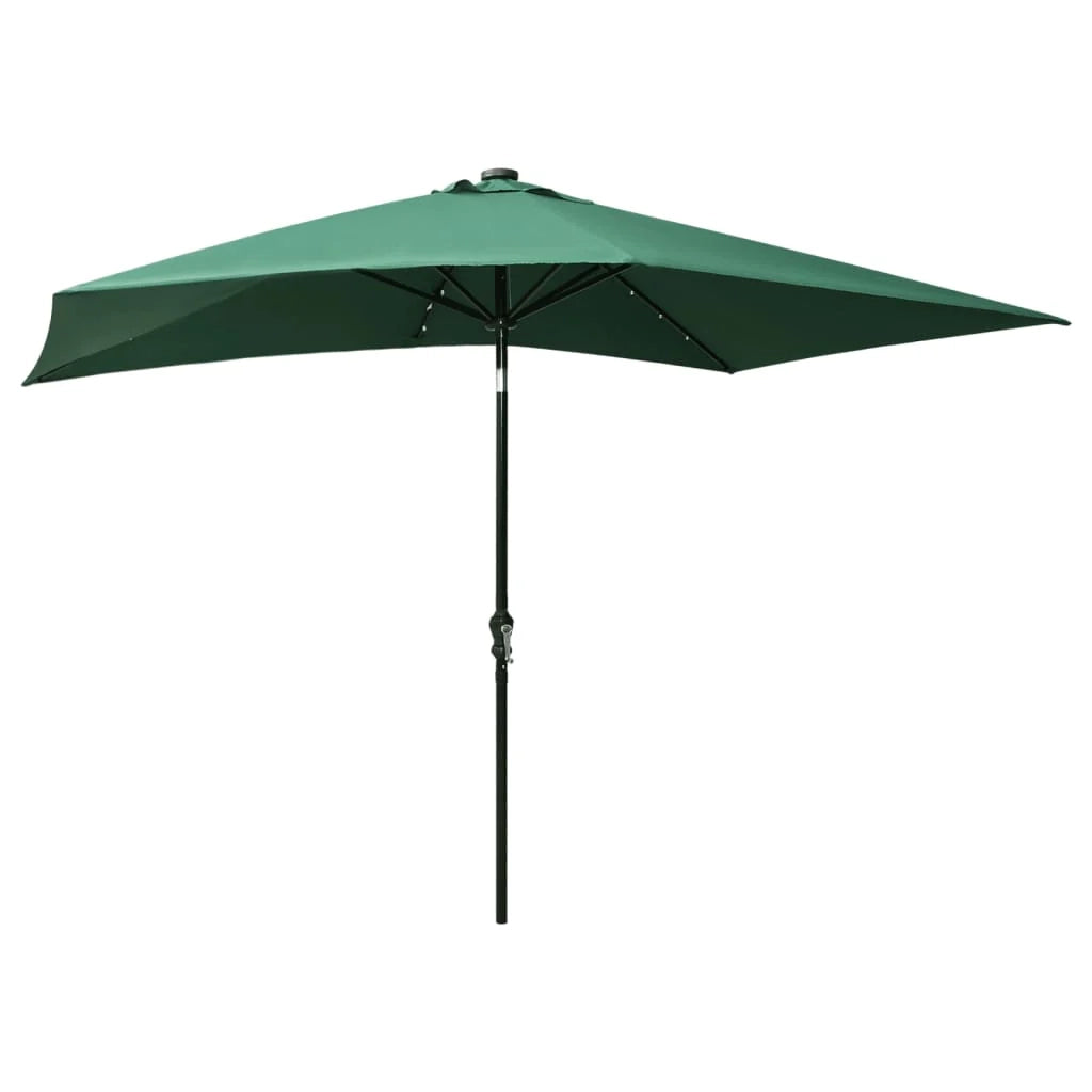 Ombrellone con LED e palo in acciaio verde 2 x 3 m 02_0008073