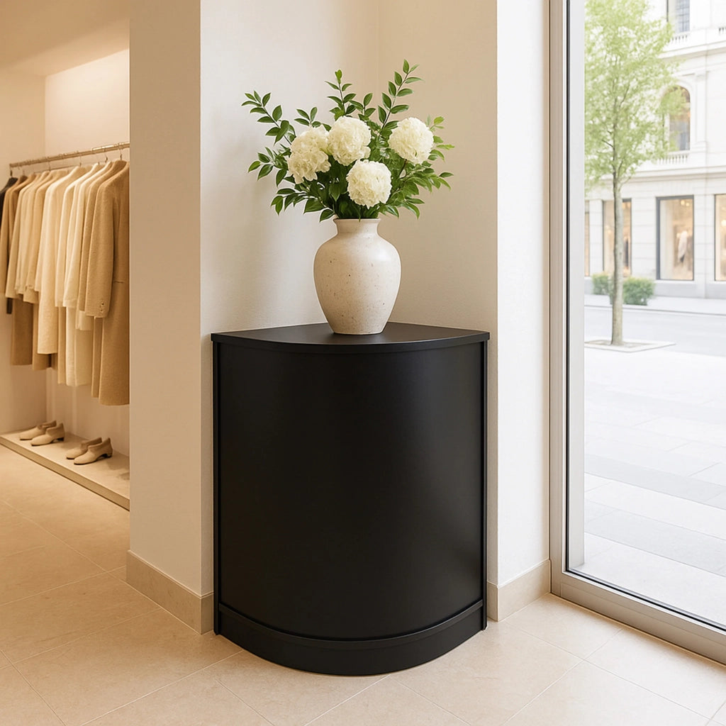 Bancone Angolare CM60 Nero – MDF con 2 Ripiani Interni