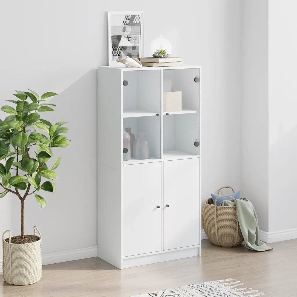 Credenza con Ante Bianca 68x37x142 cm Legno Multistrato 989371