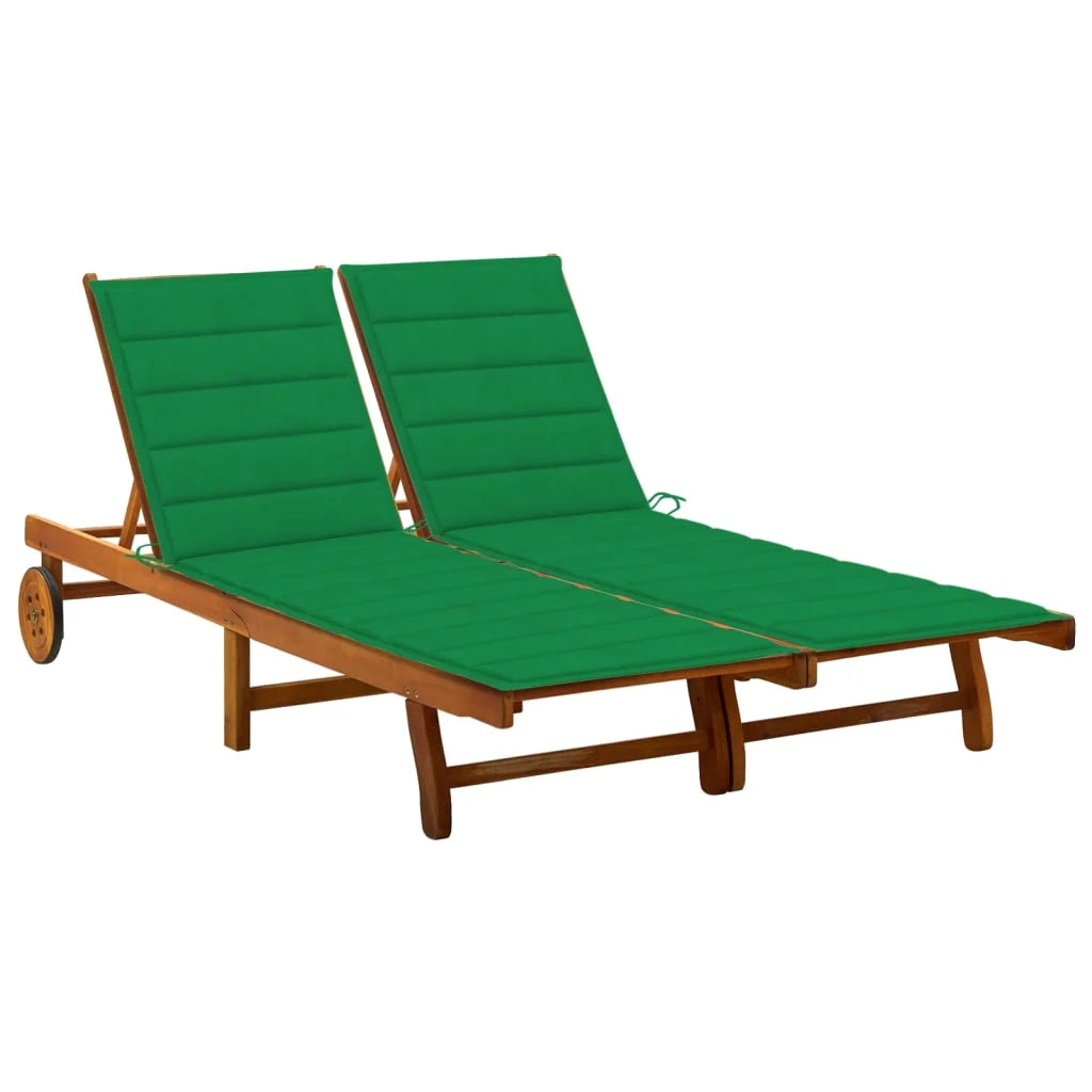 Lettino prendisole sedia a sdraio lettino prendisole letto da giardino mobili da esterno per patio 2 posti con cuscini legno massello di acacia 02_0012236