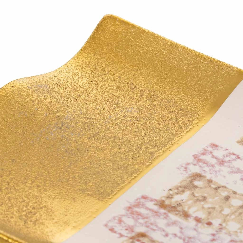 Centrotavola in ceramica dorata 26x20x3h