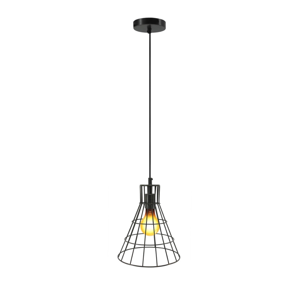 Lampada a sospensione Bellatrix in stile industriale nero