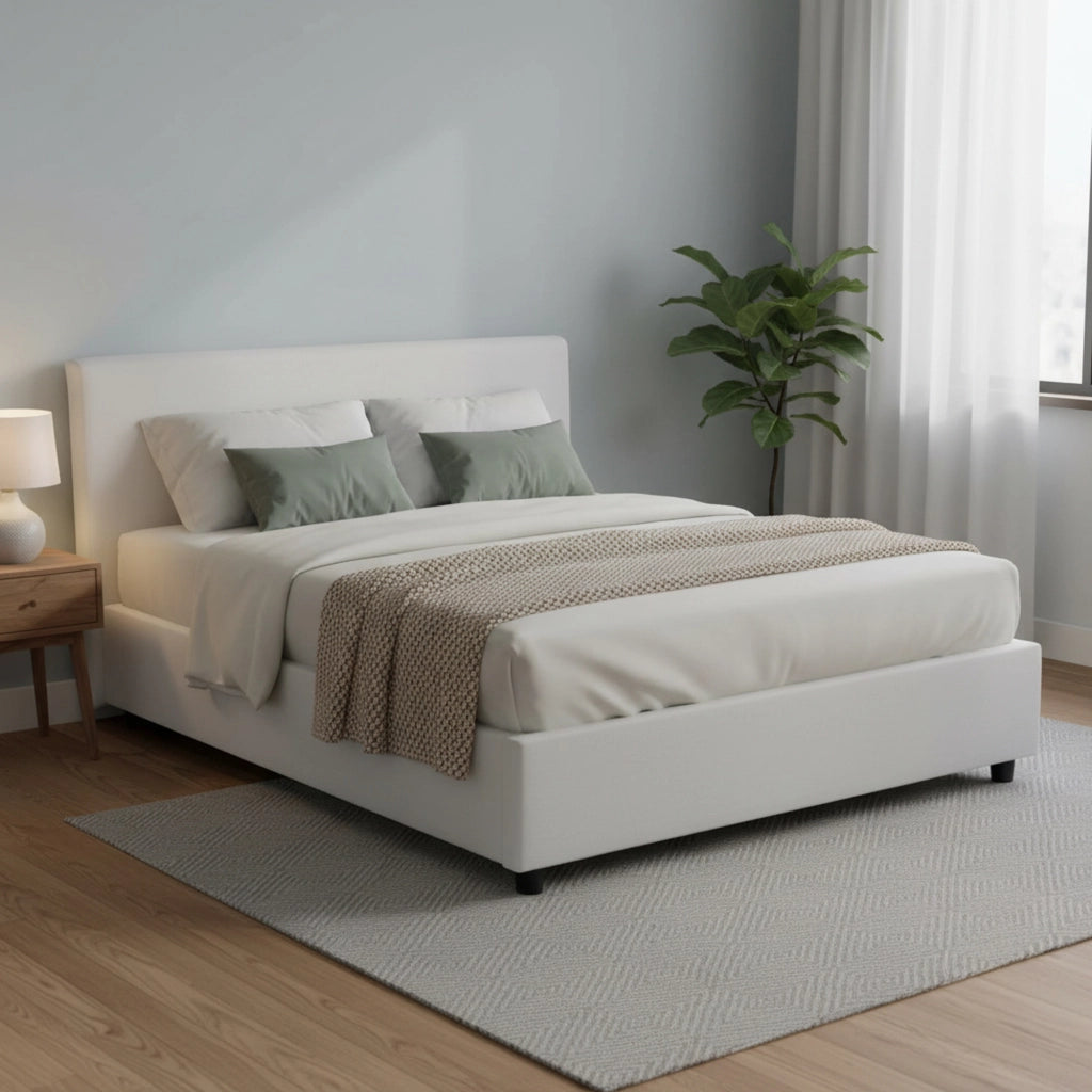 Letto Matrimoniale Hackmanite, Letto Matrimoniale Materasso Incluso Made in Italy, Bianco
