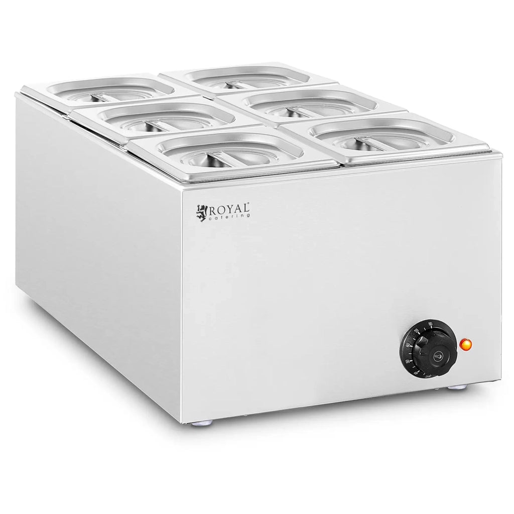 Bagnomaria professionale da 640 watt con 6 teglie GN 1/6 acciaio inox argentato 14_0008304