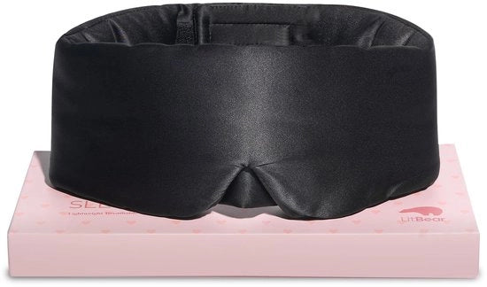 Slaapmasker per lato per donne e uomini, 100% 22 momme pure seta di mora, copriocchi con contorno del viso, cuscino di seta con cinturino regolabile (nero)