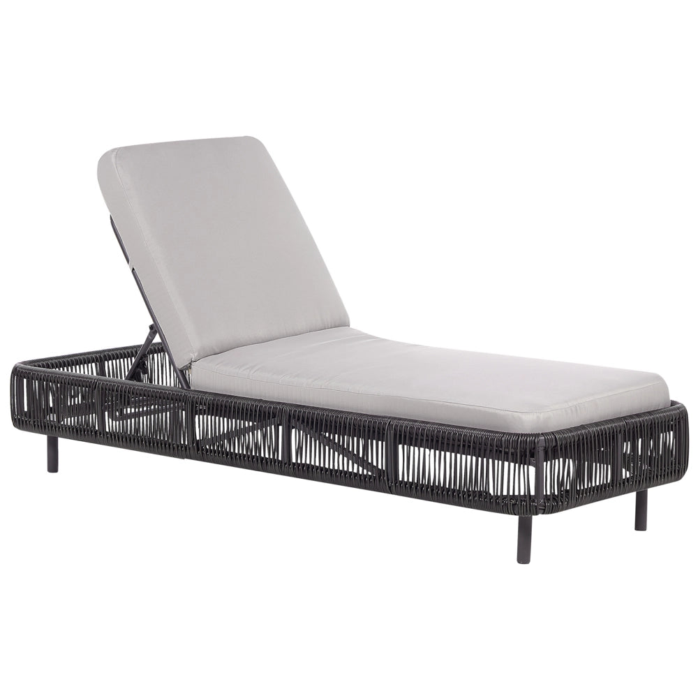 Lettino da giardino per esterni Naturale e Beige PE Rattan Alluminio Tessuto Poliestere Cuscino regolabile Schienale reclinabile